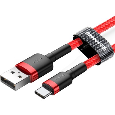 Baseus Braided USB 2.0 Cable USB-C male - USB-A male Red 1m (CATKLF-B09)